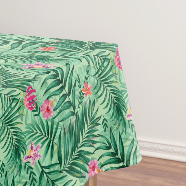 Tropical Palm & Monstera Blätter & exotische Blume Tischdecke (Beispiel)