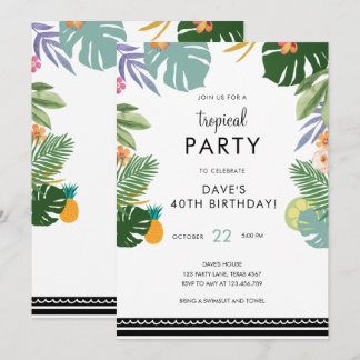 Tropical Palm Party Luau Adult Hawaiian Geburtstag Einladung