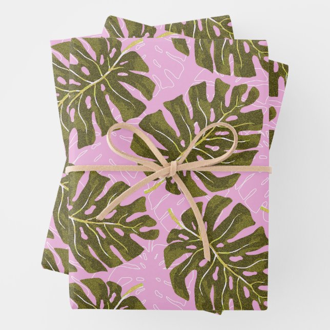 Tropical Palm Pink Green Geschenkpapier Set (Beispiel)