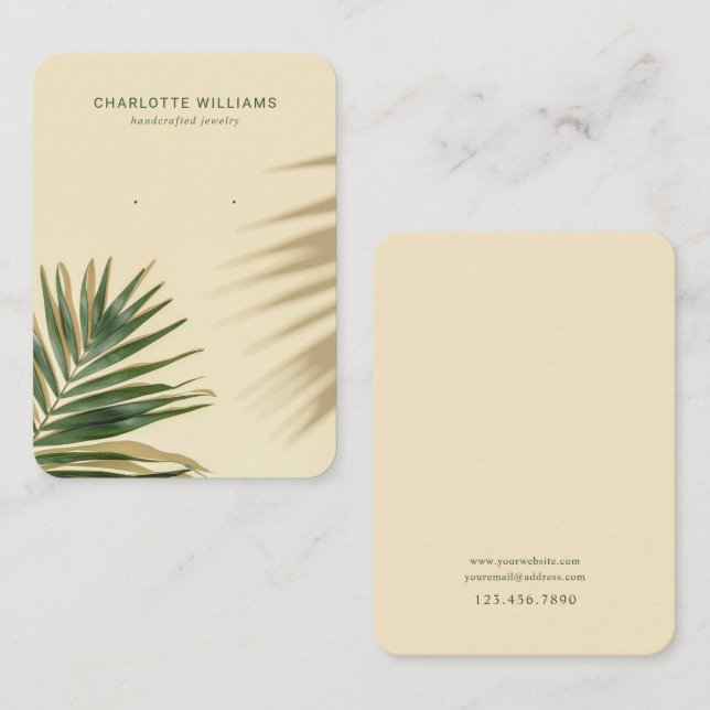 Tropical Palm Shadow Juwelier Display Card Visitenkarte (Vorne/Hinten)