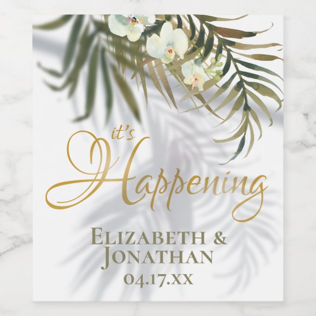 Tropical Palm Shadows Es ist Ereignis Save the Dat Weinetikett (Einzelnes Label)