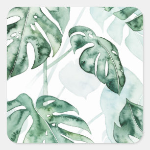 Tropical Palm Split Leaf Quadratischer Aufkleber