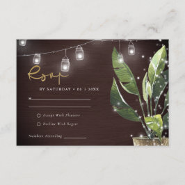 TROPICAL PALM STARRY NIGHT MASON JAR WEDD RSVP BEGLEITKARTE