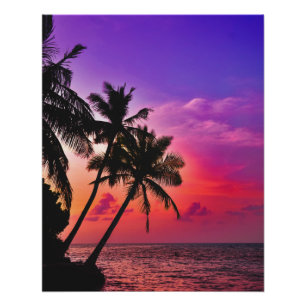 Tropical Palm Sunset Paradies Poster