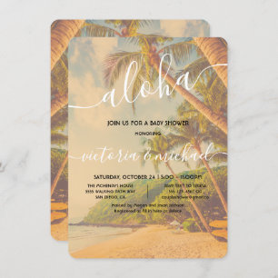 Tropical Palm Tree Beach Aloha Baby Dusche Einladung