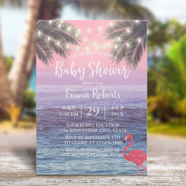 Tropical Palm Tree Beach Baby Dusche Einladung (Von Creator hochgeladen)