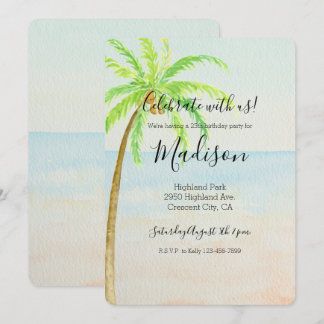 Tropical Palm Tree Beach Einladung