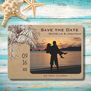 Tropical Palm Tree Beach Foto Hochzeit Save The Date