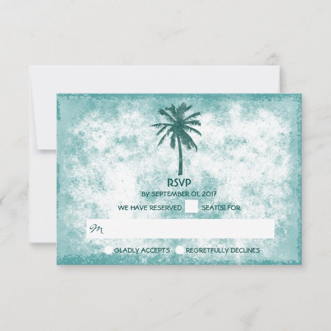 Tropical Palm Tree Beach Hochzeit UAWG RSVP Karte (Vorderseite)