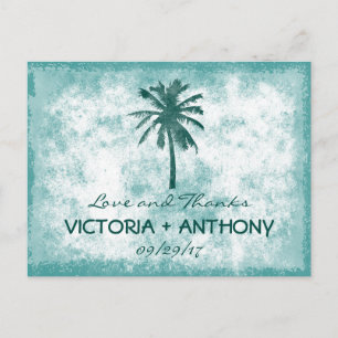 Tropical Palm Tree Beach Hochzeit Vielen Dank Postkarte