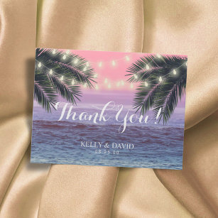 Tropical Palm Tree Beach Hochzeit Vielen Dank Postkarte