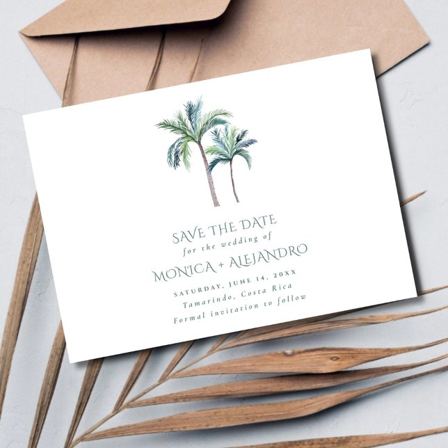 Tropical Palm Tree Beach Hochzeitsfest Foto Save The Date (Tropical Palm Tree Beach Wedding Photo Save The Date)