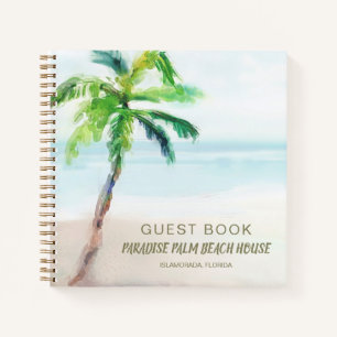 Tropical Palm Tree Beach House Gästebuch Notizbuch