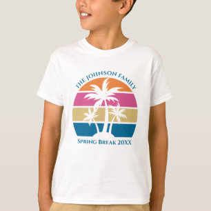 Tropical Palm Tree Beach Trip Sunset Custom Kids T-Shirt