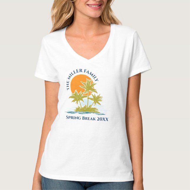 Tropical Palm Tree Beach Trip Sunset Niedliche Cus T-Shirt (Vorderseite)