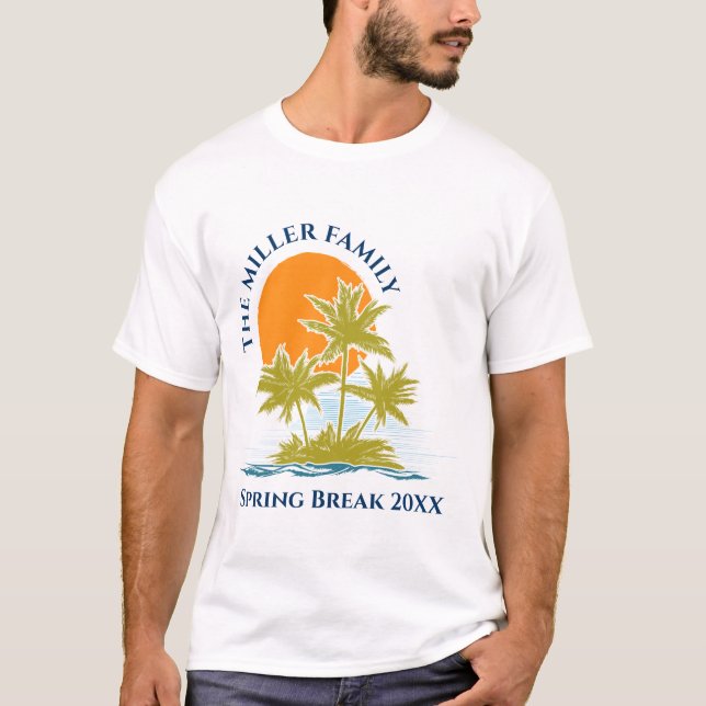 Tropical Palm Tree Beach Trip Sunset Niedliche Cus T-Shirt (Vorderseite)