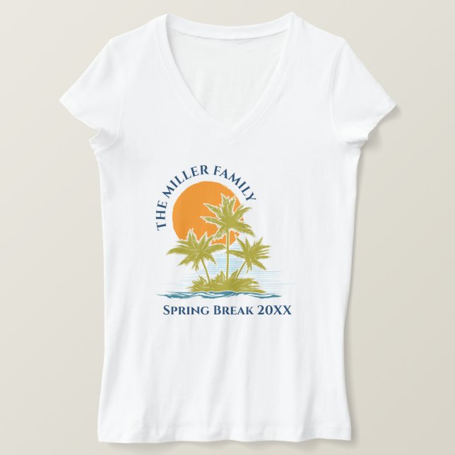 Tropical Palm Tree Beach Trip Sunset Niedliche Cus T-Shirt (Design vorne)