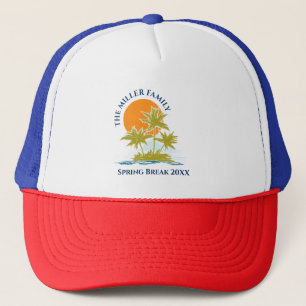 Tropical Palm Tree Beach Trip Sunset Niedliche Cus Truckerkappe