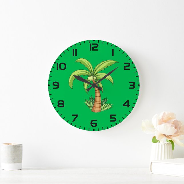 Tropical Palm Tree Beach und Island Vibes Große Wanduhr (Von Creator hochgeladen)