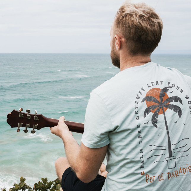 Tropical Palm Tree Beach Vibes Summer Sun Retro T-Shirt (Von Creator hochgeladen)