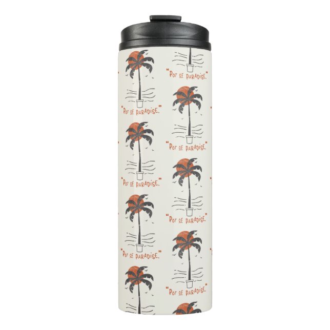 Tropical Palm Tree Beach Vibes Summer Sun Retro Thermosbecher (Vorderseite)