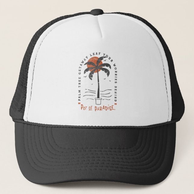 Tropical Palm Tree Beach Vibes Summer Sun Retro Truckerkappe (Vorderseite)