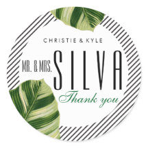 Tropical Palm Tree Beach Wedding Favor Sticker