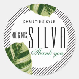 Tropical Palm Tree Beach Wedding Favor Sticker