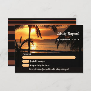 Tropical Palm Tree Beach Wedding RSVP Card Einladung