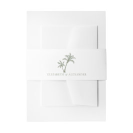 Tropical Palm Tree Beach Wedding Sage Green Einladungsbanderole