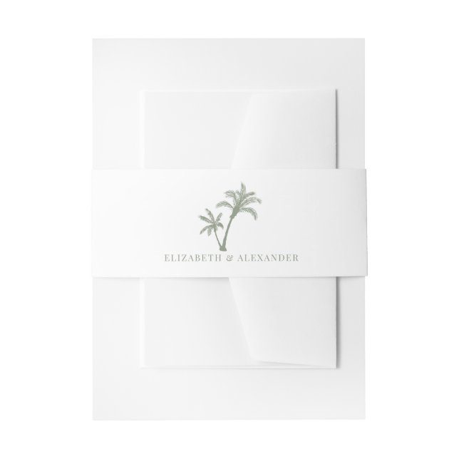 Tropical Palm Tree Beach Wedding Sage Green Einladungsbanderole (Vorderseite Beispiel)