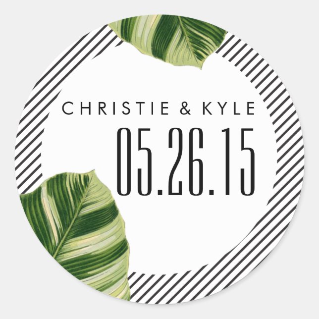 Tropical Palm Tree Beach Wedding Sticker (Vorderseite)