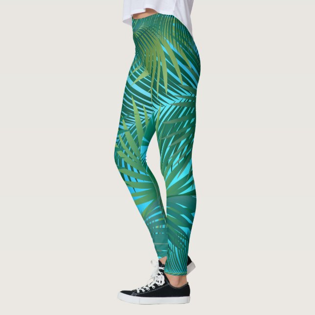 Tropical Palm Tree Blätter Jungle Green Leggings (Links)