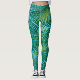 Tropical Palm Tree Blätter Jungle Green Leggings
