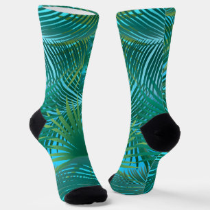 Tropical Palm Tree Blätter Jungle Green Socken