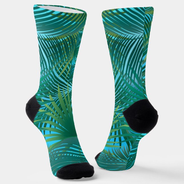 Tropical Palm Tree Blätter Jungle Green Socken