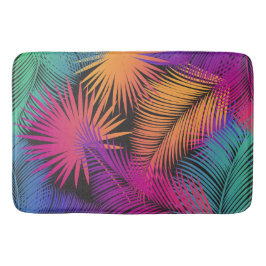 Tropical Palm Tree Blätter Jungle Rainbow Badematte