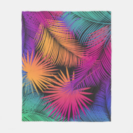 Tropical Palm Tree Blätter Jungle Rainbow Fleecedecke