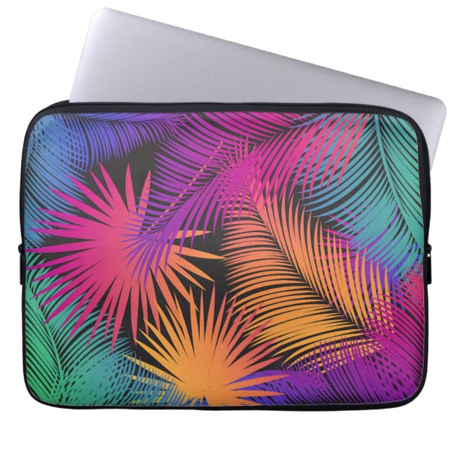 Tropical Palm Tree Blätter Jungle Rainbow Laptopschutzhülle (Vorderseite)