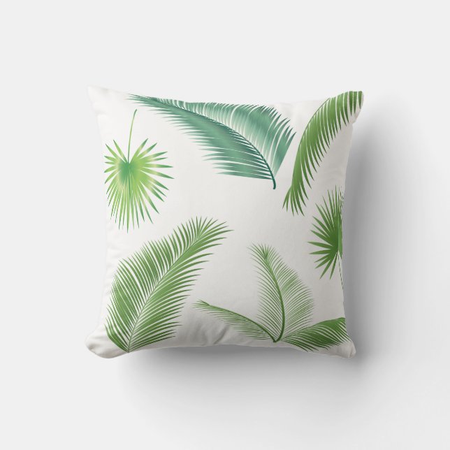 Tropical Palm Tree Blätter Muster Aquarell Trend Kissen (Vorderseite)