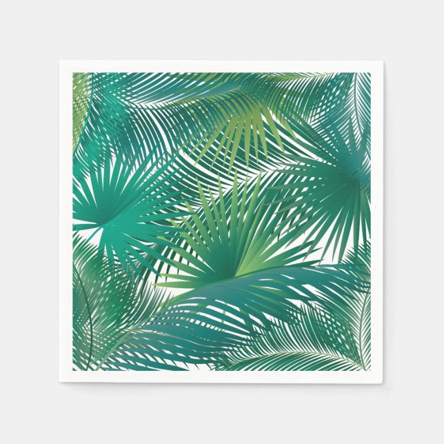 Tropical Palm Tree Blätter Muster Aquarell Trend Serviette (Vorderseite)