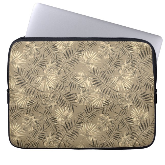 Tropical Palm Tree Blätter Muster Gold Laptopschutzhülle (Vorderseite)