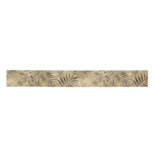 Tropical Palm Tree Blätter Muster Gold Satinband