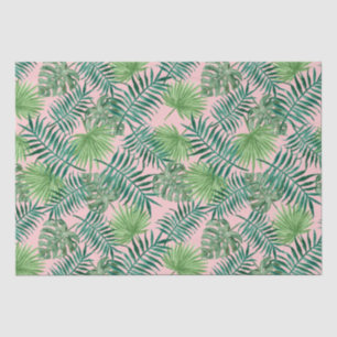 Tropical Palm Tree Blätter Muster Grün rosa Seidenpapier