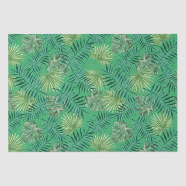 Tropical Palm Tree Blätter Muster Grün Seidenpapier (Vorderseite)