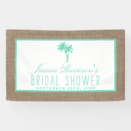 Tropical Palm Tree Burlap Beach Brautparty Banner