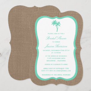 Tropical Palm Tree Burlap Beach Brautparty Einladung