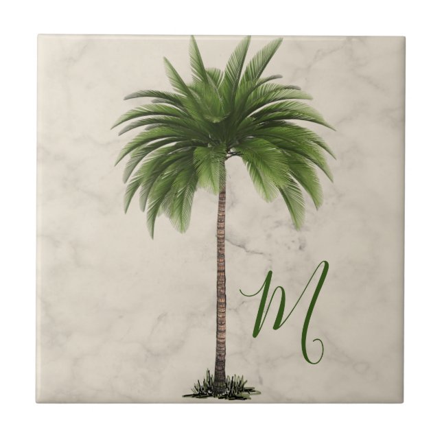 Tropical Palm Tree Champagne Marble Elegante Fliese (Vorderseite)