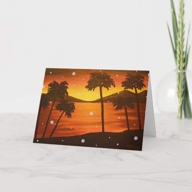Tropical Palm Tree Christmas Card Feiertagskarte (Vorderseite)