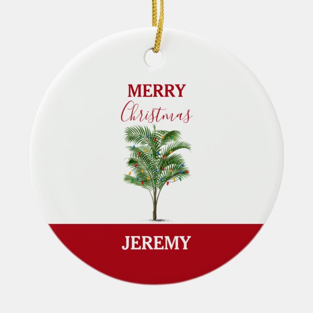 Tropical Palm Tree Christmas Tree Holiday Keramik Ornament (Vorne)